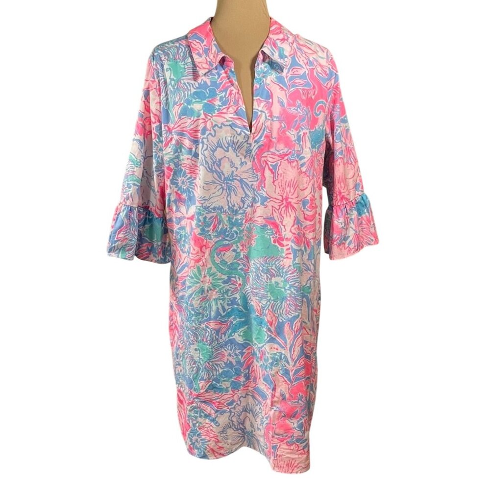 Lilly Pulitzer Ginger Blue Peri Viva La Lilly Shift Dress Size 16